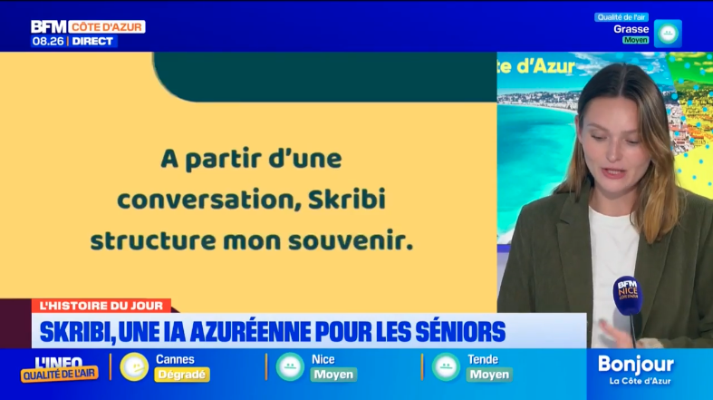 Reportage BFM Côte d'Azur : Skribi, une IA azuréenne pour les seniors